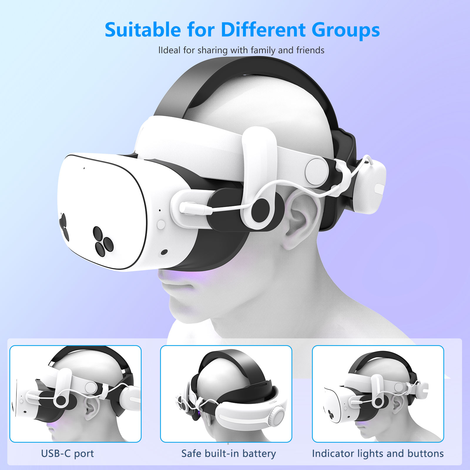 For Quest3S VR Headset 12000mA - Gaming Accessories Headset recension och pris