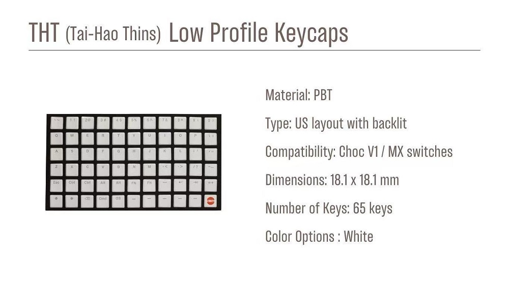Taihao THT White Keycap Thins  - Gaming Accessories Aesthetic recension och pris