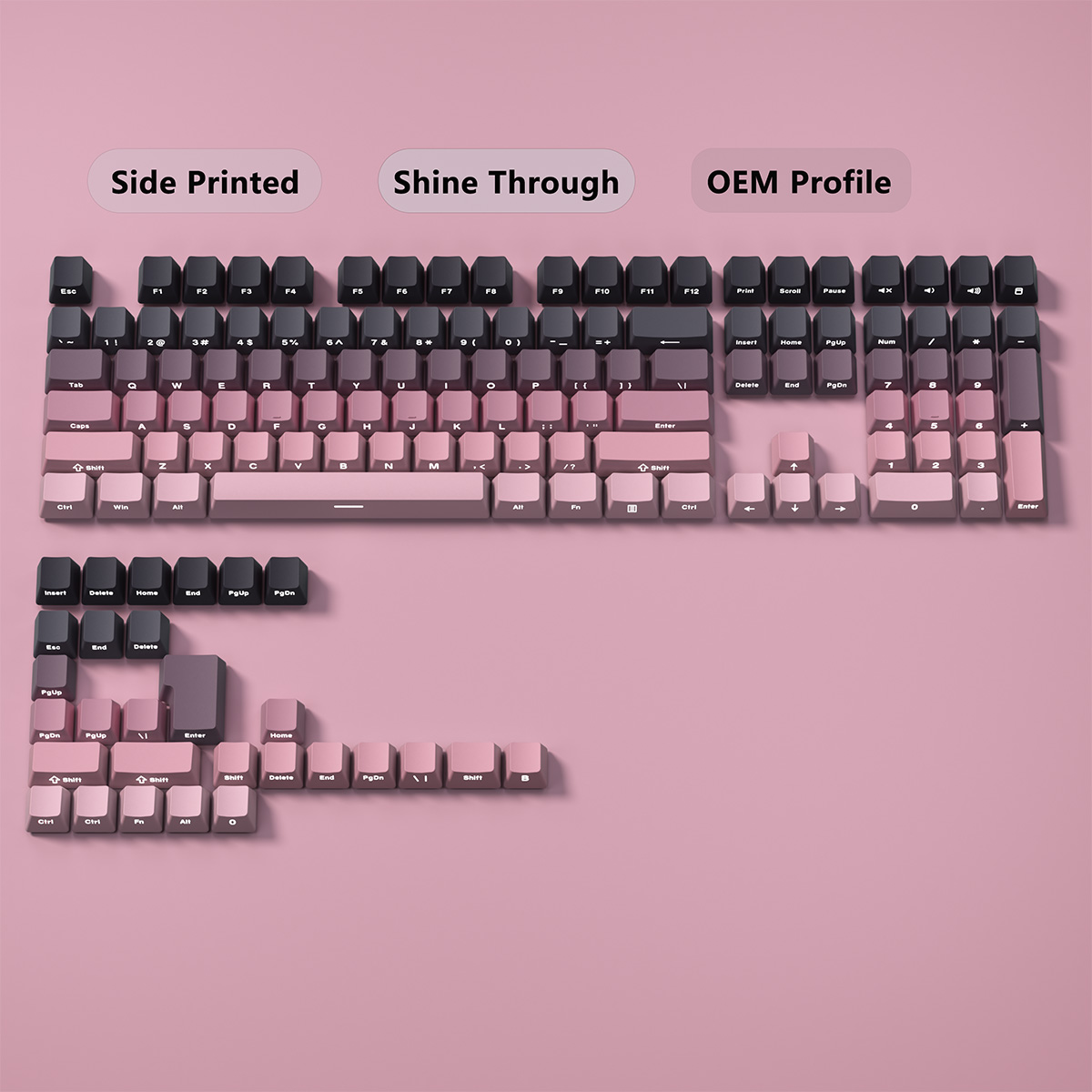 Gradient Keycaps Side Printed  - Gaming Accessories Aesthetic recension och pris