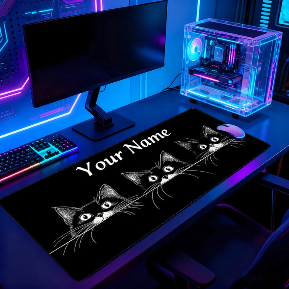 Cute 3 Black Cats Custom Desk  - Gaming Accessories Name recension och pris