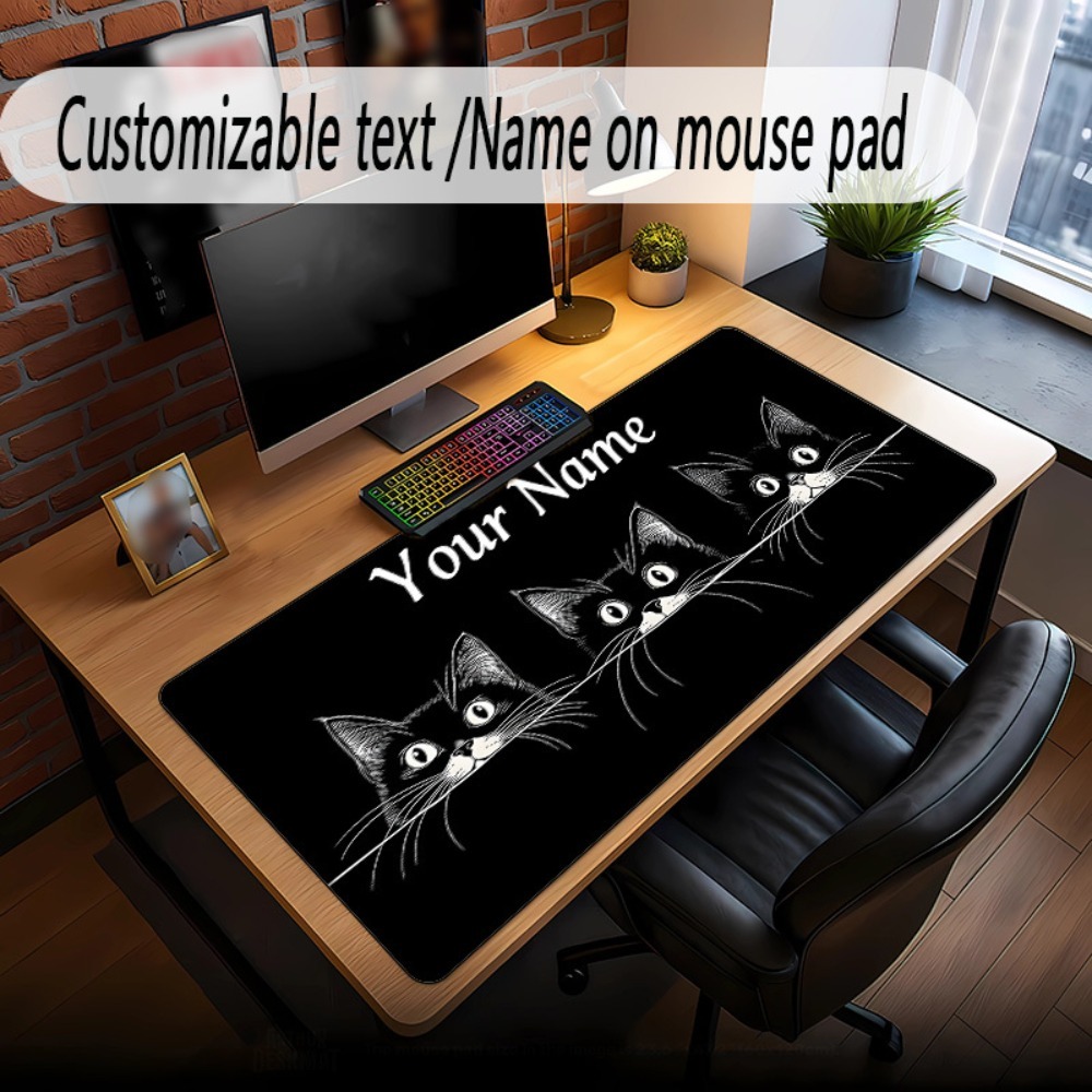 Cute 3 Black Cats Custom Desk  - Gaming Accessories Name recension och pris