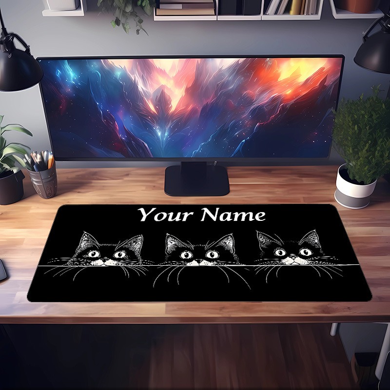 Cute 3 Black Cats Custom Desk  - Gaming Accessories Name recension och pris